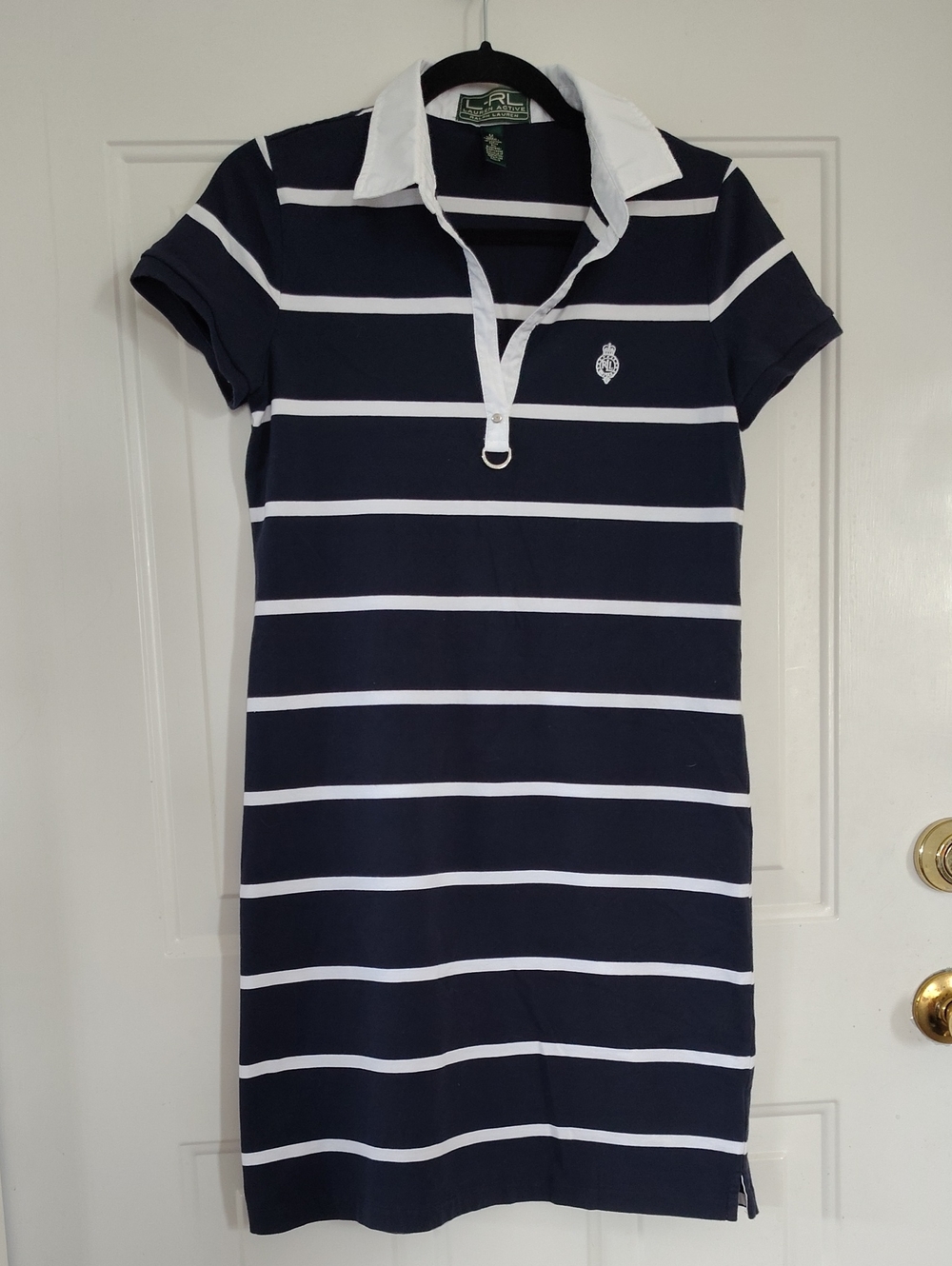 Vintage Lauren Active Ralph Lauren Navy and White Striped Polo Dress Size M